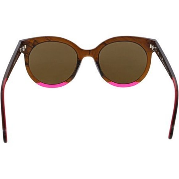 Carolina Herrera Women's Round Brown Horn Sunglasses - Picture 3 of 3